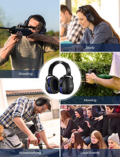 Mpow [Upgraded] Noise Reduction Safety Ear Muffs, SNR 36dB Shooting Hunting Muffs, Hearing Protection with a Carrying Bag, Ear Defenders Fits Adults To Kids with Twist Resistant Headband- Royal Blue - Thumbnail 6