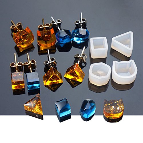 Yalulu 8Pcs Assorted DIY Earrings Silicone Mold Jewelry Pendant Bracelet Resin Casting Mould for DIY Craft Making