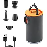 Portable Air Pump for Inflatables,Electric Air Pump with 3 Model Camping Lights,Type-C Rechargeable Quickly Inflate Deflate for Pool Float,Air Mattress Swimming Ring,Sleeping Pad