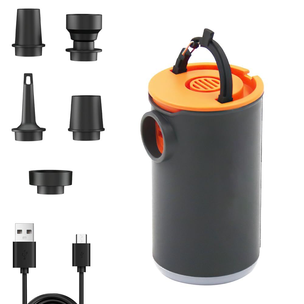 OBEST Electric Air Pump, Portable USB Mini Electric Air Pumps, Air Pumps for Inflatables, Camping Fast Inflator and Deflate, 5 Inflator Nozzles for Mattress/Pool (MINI)