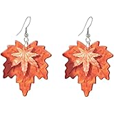 Thanksgiving Maple Leaf Dangle Earrings for Women Shiny Resin Colorful Maple Leaf Fall Earrings Thanksgiving Gifts Holiday Jewelry