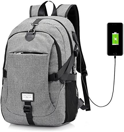 Anti-theft Water Resistance commuter daypack with Usb Charging Port Fit upto 17inches Laptop and Tablets (Grey)
