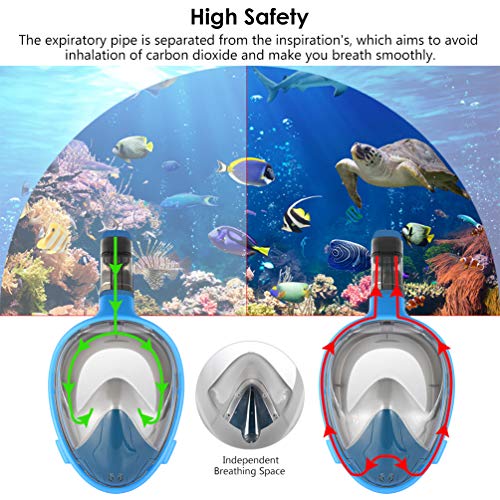 RUNACC Full Face Snorkel Mask Set Foldable Snorkeling Diving Mask for Adults and Kids with 180°Large View, Detachable Camera Mount, Storage Bag, Waterproof Phone Pouch and Earplug, S/M