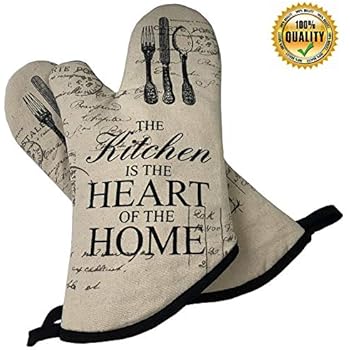 Cestbin Cute Kitchen Oven Mitts,Cotton Long Microwave Oven Glove, Extreme Heat Resistant 500 Degrees Gloves for Pot Holders Cooking,Food,Frying, Baking Premium Durable Mitts-1 Pair (White, Oven Mitts)