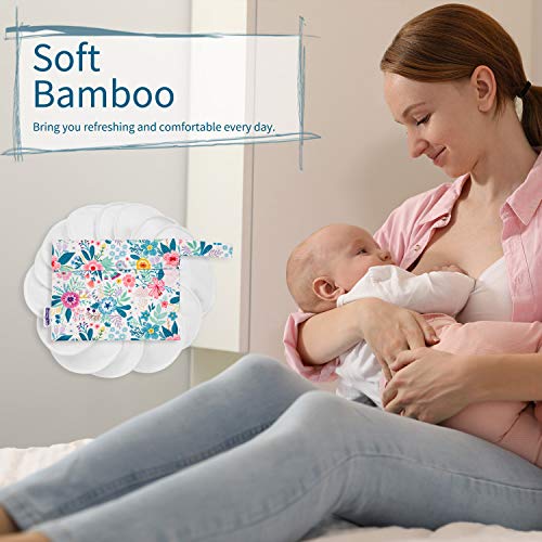 SoarwgKids Organic Cotton Nursing Pads for Mom, Super Absorbent Nursing Pad Washable Reusable Breast Pads for Breastfeeding, 8 Pack with Waterproof Carry Bag & Laundry Bag