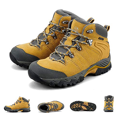 Clorts Women's Classic Hiking Boots Waterproof Suede Leather Lightweight Hiking Shoes Yellow US Women Size 7.5 Medium Width - Thumbnail 7