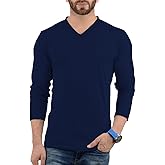 Decrum Long Sleeve Shirts for Men - Casual Soft Breathable Full Sleeves Mens V Neck T Shirts