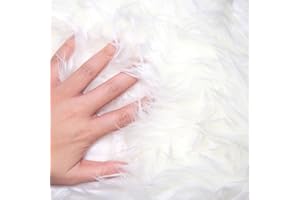 YURDON Faux Fur Fabric Craft Fur for Crafts,Gnomes,Costume,Fursuit,Decoration(10x10 inches,White)