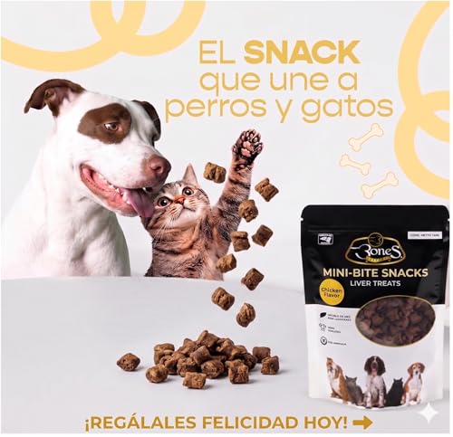 BONES GOURMET Premios para Perros y Gatos | Mini Snacks de Hígado de Res Deshidratado 120g | Snack Natural Sin Trigo | para Entrenamiento | Cachorros y Razas Pequeñas | Cat & Dog Treats