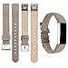 iGK Leather Replacemnt Bands Compatible for Fitbit Alta and Fitbit Alta HR, Genuine Leather Wristbands with Stainless Steel Buckle Matte Grey
