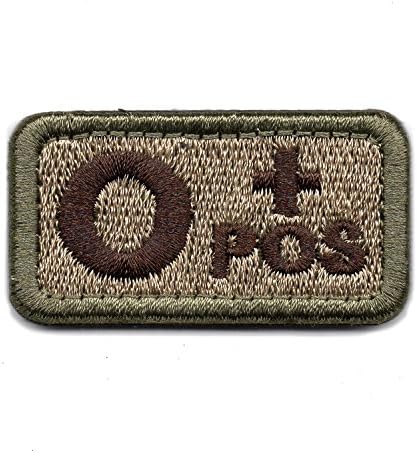 Wilde Passion Blood Type O Positive POS Badge - Embroidered Morale Military Patch (Coyote Brown O)