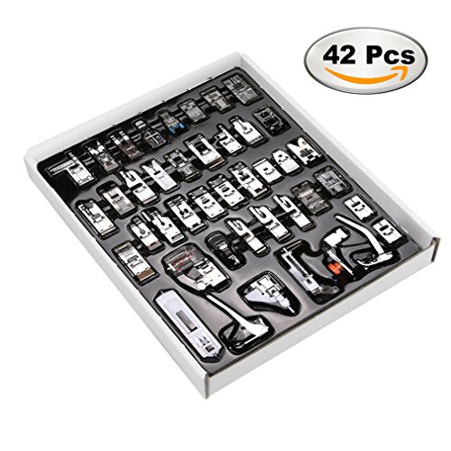 SUPER ADAPTER Professional Domestic 42 PCS Sewing Foot Presser foot Presser Feet Set for Singer, Brother, Janome,Kenmore, Babylock,Elna,Toyota,New Home,Simplicity And Low Shank Sewing Machines
