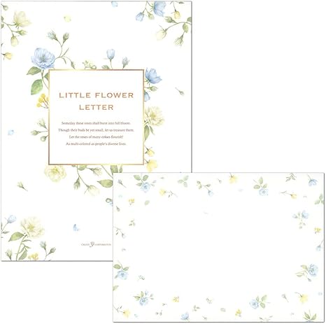 Amazon レターセット 青小花柄 Cglp1008 Cgle1008 8 便箋4柄48枚