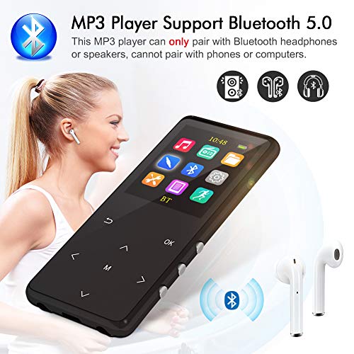 MP3 Player, 32GB MP3 Players with Bluetooth,Sports Armband, HiFi Music, Internal Speaker.FM Radio Recording Shuffle Play,Equalizer, Pedometer