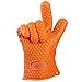 Silicone Oven Mitts - IQUALITE BBQ Grill Heat Resistant Kitchen Oven Glove Potholder - 1 Pair ( Orange )