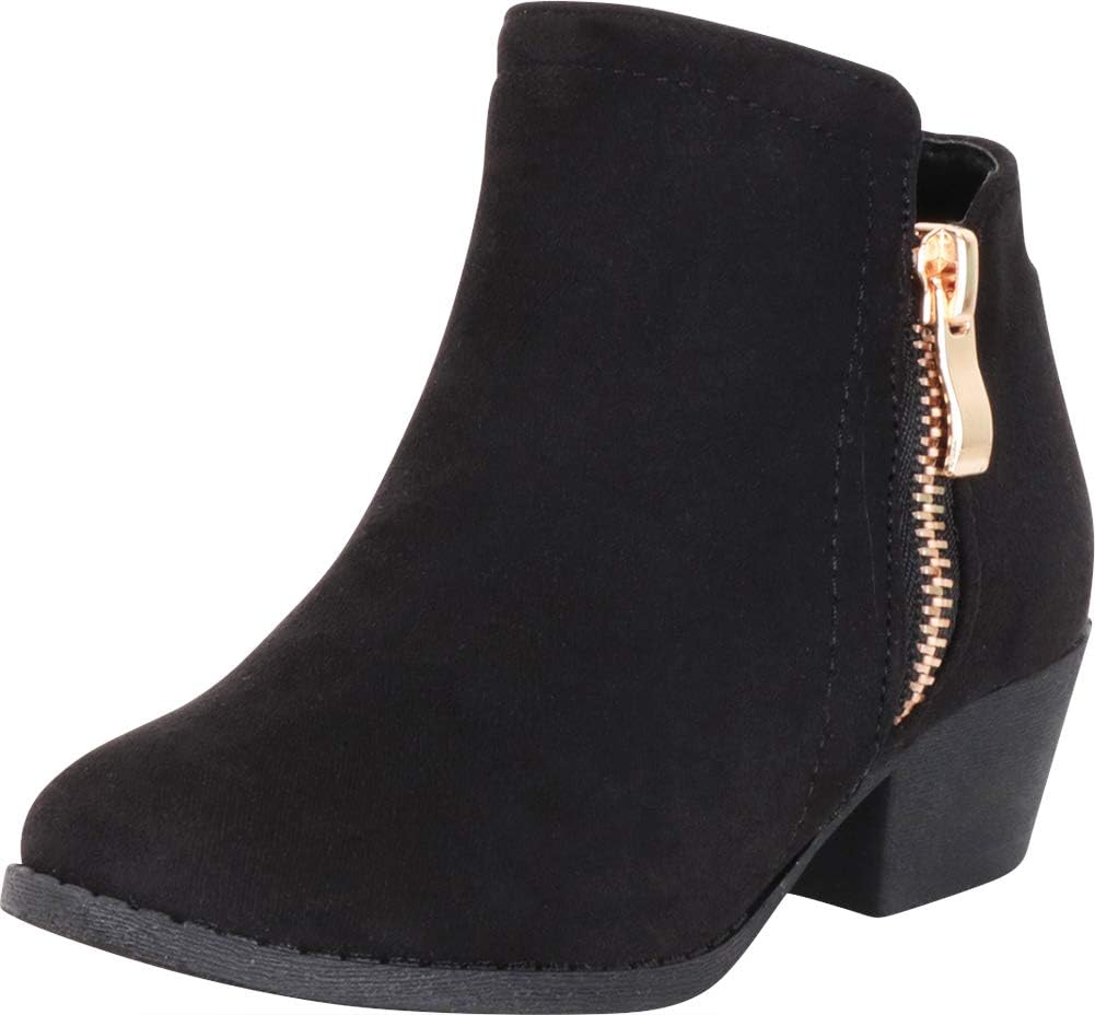 Cambridge Select Girls' Classic Western Chunky Block Heel Ankle Bootie (Toddler/Little Kid/Big Kid),11 M US Little Kid,Black IMSU