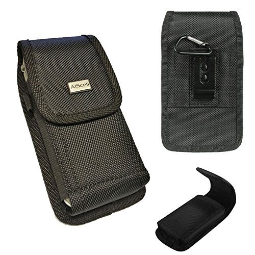 Black Canvas Belt Holster Pouch With Clip & Loop – For Unimax UMX U693CL