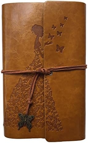 JTKJMM Retro Notepad Leather Journal Notebook Classic Retro Spiral Ring Binder Diary Book，Best Gift for Art Sketchbook Travel Diary and Journals to Write in (7×5 inch,Golden)