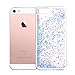 SUPVIN Liquid Phone Case for Girls, Creative Flowing Luxury Bling Glitter Sparkle Diamond Hard Clear Case Compatible for iPhone SE 5 5S(Star: Blue)