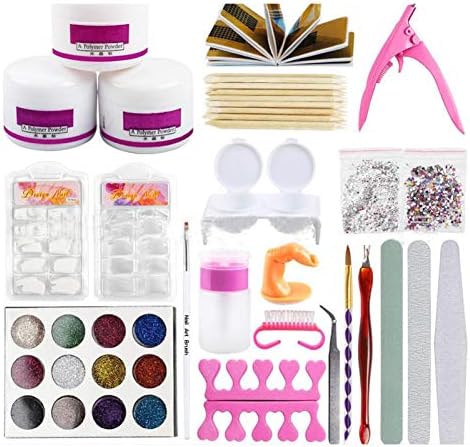 Luffylive Pro Acrylic Nail Art Tool Kit Set Powder Nail Sticker DIY Set Pump Nail Brush UK