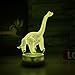 Dinosaur Illusion Night Light for Kids Birthday Gifts Optical Desk Lamp Table Touch Nursery Walking Animals Party Western Christmas Gift Children Room Decor 7 color Changing USB Crackle Diplodocus