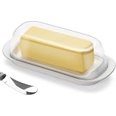 Hekeieon Butter Dish, Butter Keeper,Airtight Butter Dish with Clear Lid for Countertop and Refrigerator Door Shelf，Butter Container Holds for East/West Coast Butter, Microwave and dishwasher safety