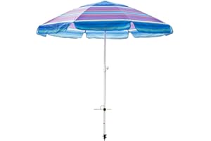 Abba Patio 7ft Beach Umbrella with Sand Anchor, Push Button Tilt and Carry Bag, UV 50+ Protection Windproof Portable Patio Umbrella for Garden Beach Outdoor, Multicolor
