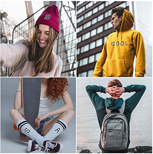 26pcs Black Letter Iron on Patches, DIY Name Sew on Appliques Embroidered A-Z Letters Patch for Clothes Dress Plant Hat Jeans Flowers Applique Accessory