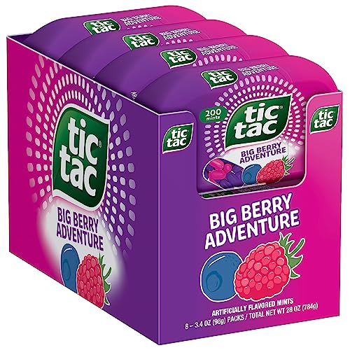 Tic Tac Fresh Breath Mints, Big Berry Adventure, Bulk Hard Candy Mints, 3.4 Oz Bottle Pack, 8
