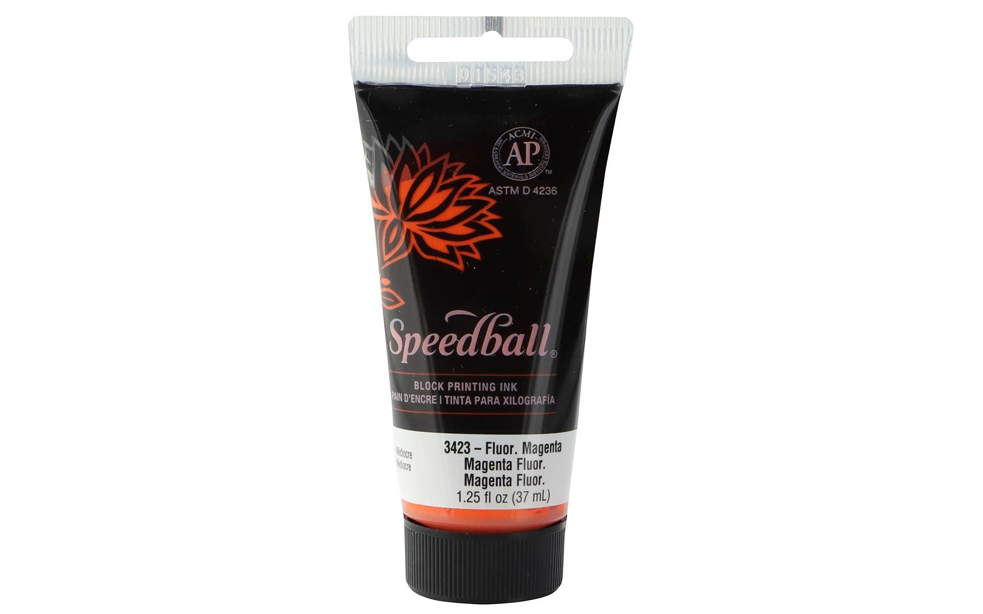 Speedball 37ml 1.25oz Water-Soluble Block Ink Fluorescent Orange, Block Print, Lino Print, Screen Printing, for Artists Kit