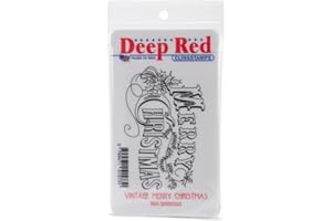 Deep Red Stamps Vintage Merry Christmas Rubber Cling Stamp 3.2 x 2.1 inches
