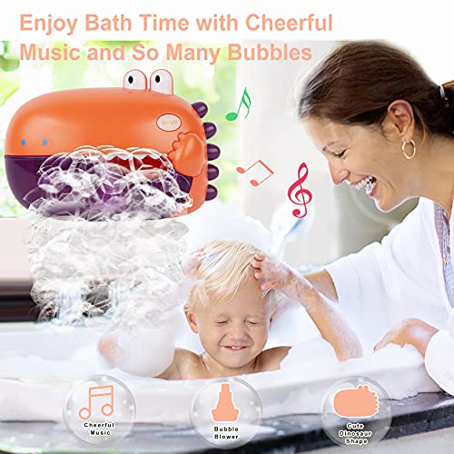 PALA PERRA Bath Bubble Machine, Cute Dinosaur Baby Bath Toys, Bath Bubble Maker with Music