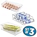 mDesign Refrigerator Storage Organizer Bin, Covered Egg Holder, Water Bottle Holder for Kitchen - Set of 3, Clear