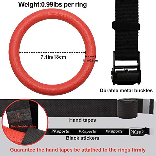 image for PACEARTH Gymnastic Rings 1100lbs Capacity with 14.76ft Adjustable Buck