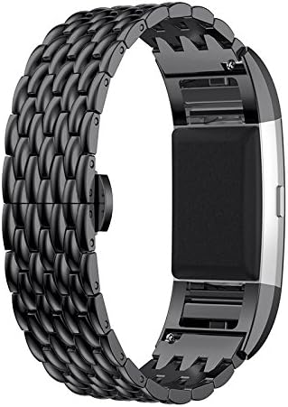Replacement Bands for Fitbit Charge 2, Elftear Dragon Luxury Stainless Steel Metal Clasp Wrist Strap Watchband for Fitbit Charge 2 Fitness Tracker