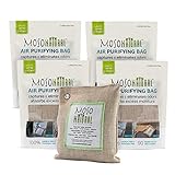 Moso Natural Air Purifying Bag 4 Pack. Bamboo Charcoal Air Freshener, Deodorizer, Odor Eliminator, Odor Absorber For Cars and Closets. 200g Natural Color