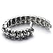 COOLSTEELANDBEYOND Heavy and Study Mens Stainless Steel Biker Skull Bracelet Silver Black Two-Tone Polished