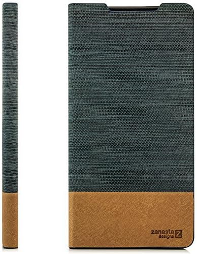 Sony Xperia Z3 Compact Case Protector Flip Cover [zanasta Designs] Premium Phone Wallet with Card Holder Slots [Slim Profile], Foldable Stand, Denim Style Dark Gray