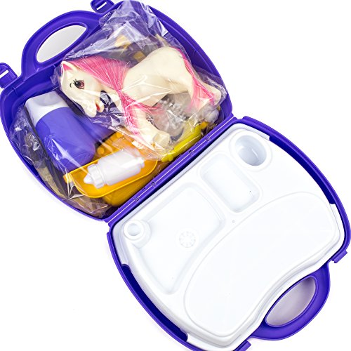 image for Toysery Pet Pony Learning Carrier Toy - Horse Family 16 Pcs
