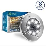 Solar Ground Lights,Garden Pathway Outdoor In-Ground Lights With 8 LED (8 PACK WHITE)