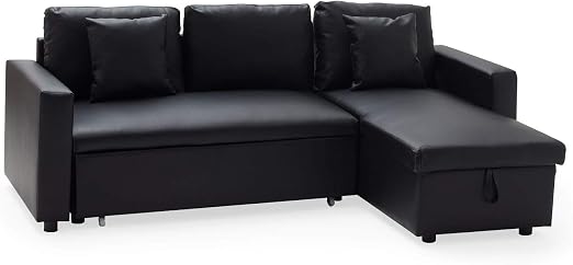 Happy Garden Canapé Dangle Convertible Simili Cuir Clark 3 Places Noir