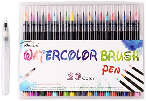 Premium Watercolor Brush Pen,Set of 20 Colors,Soft Flexible Tip, Durable, Easy Create Watercolor Effect - Painting Brush for Adult Coloring Books,Manga,Comic,Calligraphy