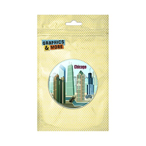 Chicago Hancock Building Willis Tower Pinback Button Pin Badge - 1 Inch Diameter