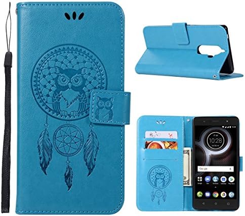 LUSHENG Case for Lenovo K8 Note,Dual-layer Premium PU Leather Skin Bookstyle Flip Case Folio Protective Wallet Cover Shell with Folding Kickstand Feature - Blue