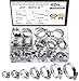 60PCS 8-38mm Range Adjustable Stainless Steel Worm Gear Hose Clamps Screw Assortment Kit