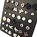 18 Pairs Multiple White Black Earring Set for Women Heart/Flower/Bird Stud Earrings