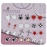 Black White Red Color Enamel Magnetic Studs Earrings for Teen Girls Kids Womens
