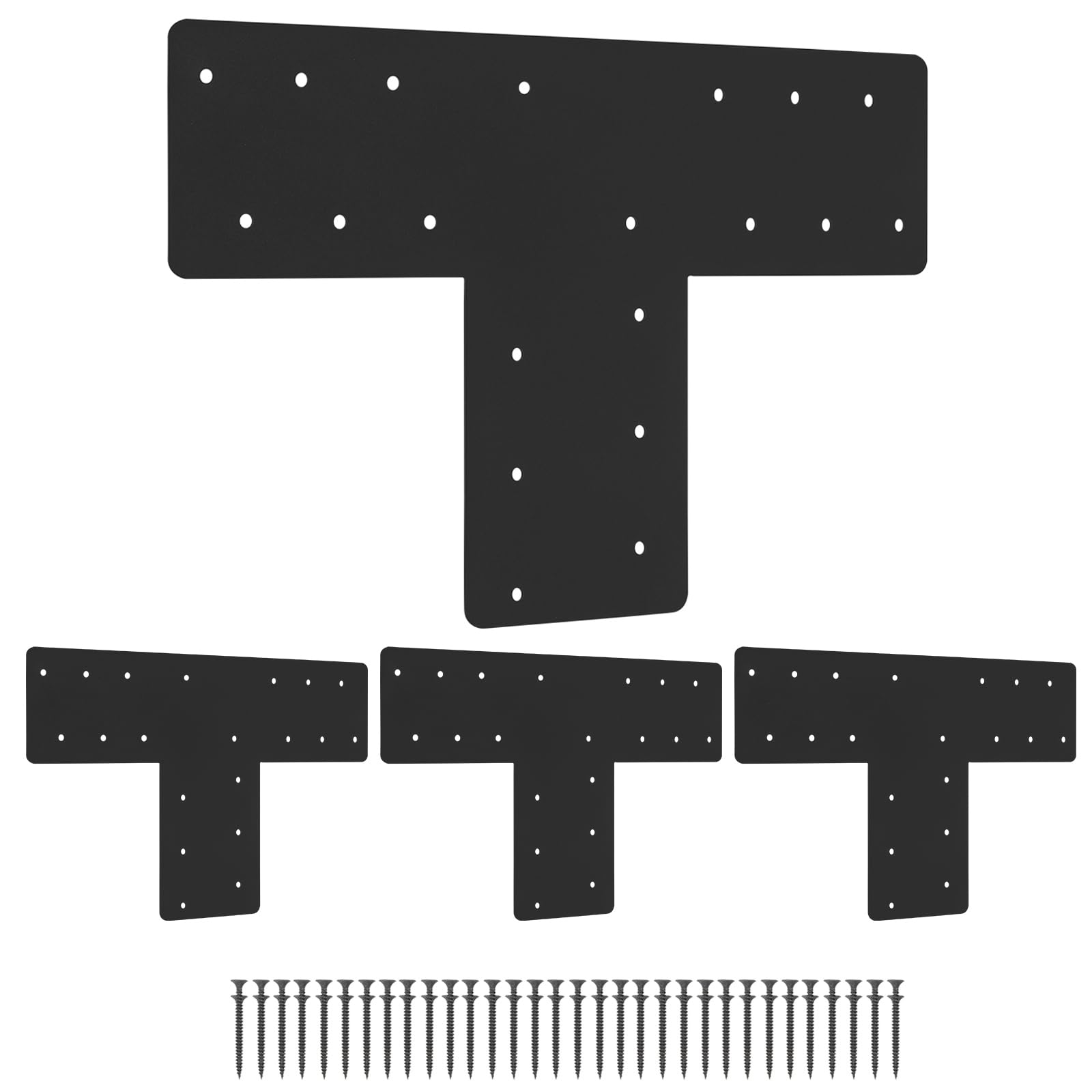 Photo 1 of XIHUWZ 4 Pcs T Post Bracket,16.9"x12" T Steel Mending Plate Joining Brackets, Connecting Brackets, T Shape Strap Plate Fit 4x4,6x6 for Repair House,Pergola,Truss framing