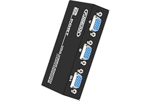 FINEANDENG 2 in 1 Out VGA Sharer Switch 2 to 1 VGA Female Port 1600x1280 Video Switcher for Desktop Computers,Set-Top Boxes,M