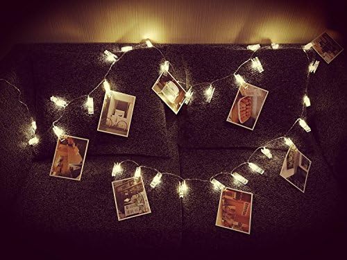 Jaya 40 Led Photo Clip String Lighs, Fairy String Lights, Fun and Cute, Battery Operated, Warm White - for Bedroom Hanging Pictures Photos Cards